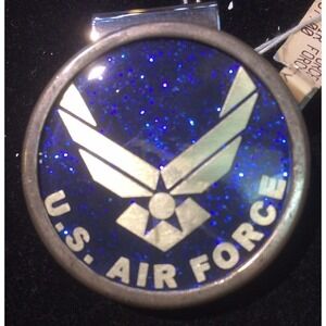 Money Clip U.S. Air Force Round Air Craft Seal Center W Star Blue Background